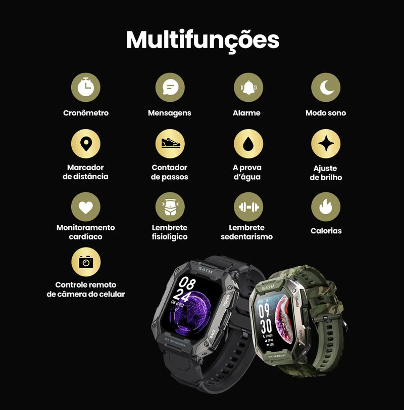 Smartwatch Militar - Navy Pro™ [2ª Pulseira de Brinde]